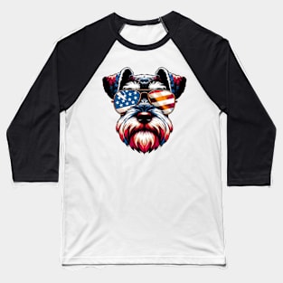 Miniature Schnauzer Patriotic American Flag 4th of July Dog Lover Baseball T-Shirt